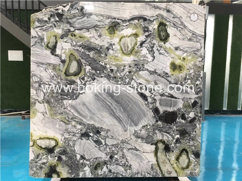 White Beauty China Green Jade Marble Ice Connected