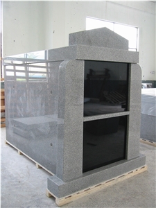 G603 Granite 2 Crypy Mausoleum with Black Doors