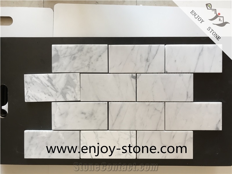 Carrara White Marble Rectangle Mosaic for Bathroom