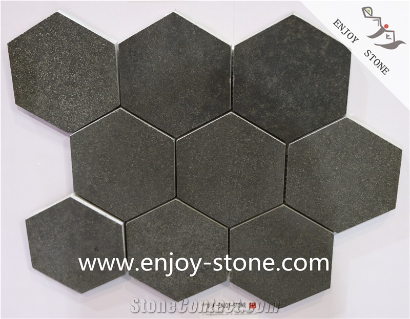 China Basalt Mosaic, Grey Basalt Hexagon Mosaic