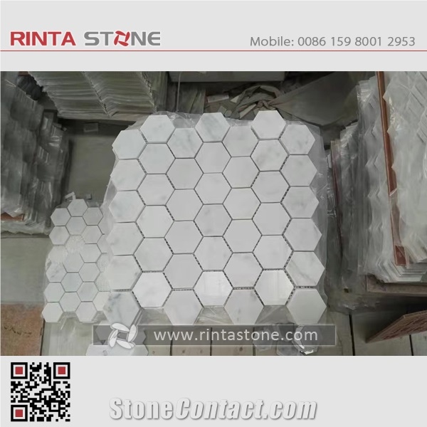 Carrara White Marble Stone Mosaic Tiles for Bathroom Culture Wall Cladding