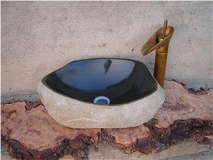 Bathroom Wash Oval Basins, Grey Stone Wash Basin