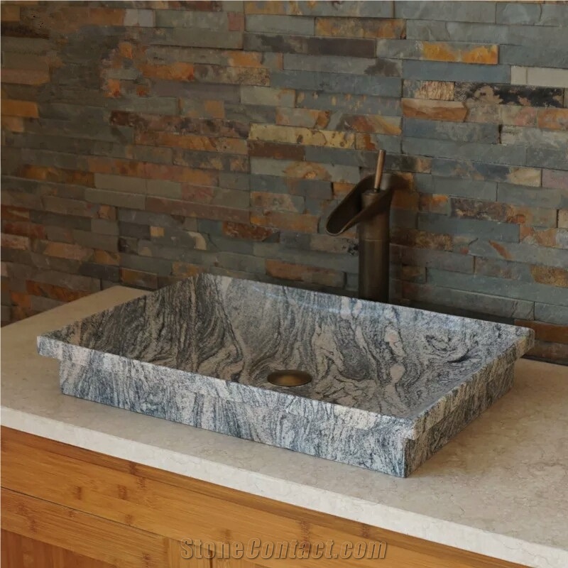 China Juparana Granite Basins,Grey Bathroom Sinks