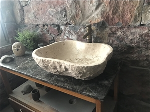 Classic Beige Marble Bathroom Sinks