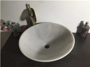 Flamed White Marble Vessel Sinks and Basins