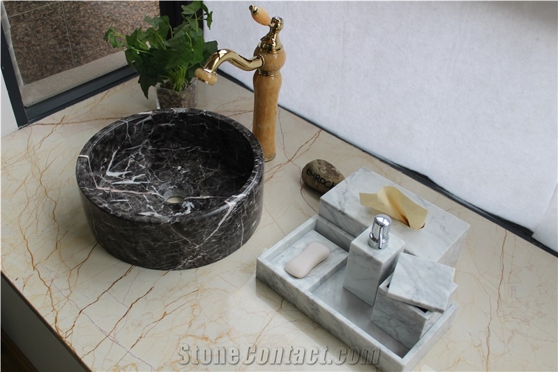 Hang Grey Marble Wash Basin,Round Sink