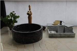 Hang Grey Marble Wash Basin,Round Sink