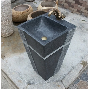 Seasame Black Granite Pedestal Sink, G654 Basins