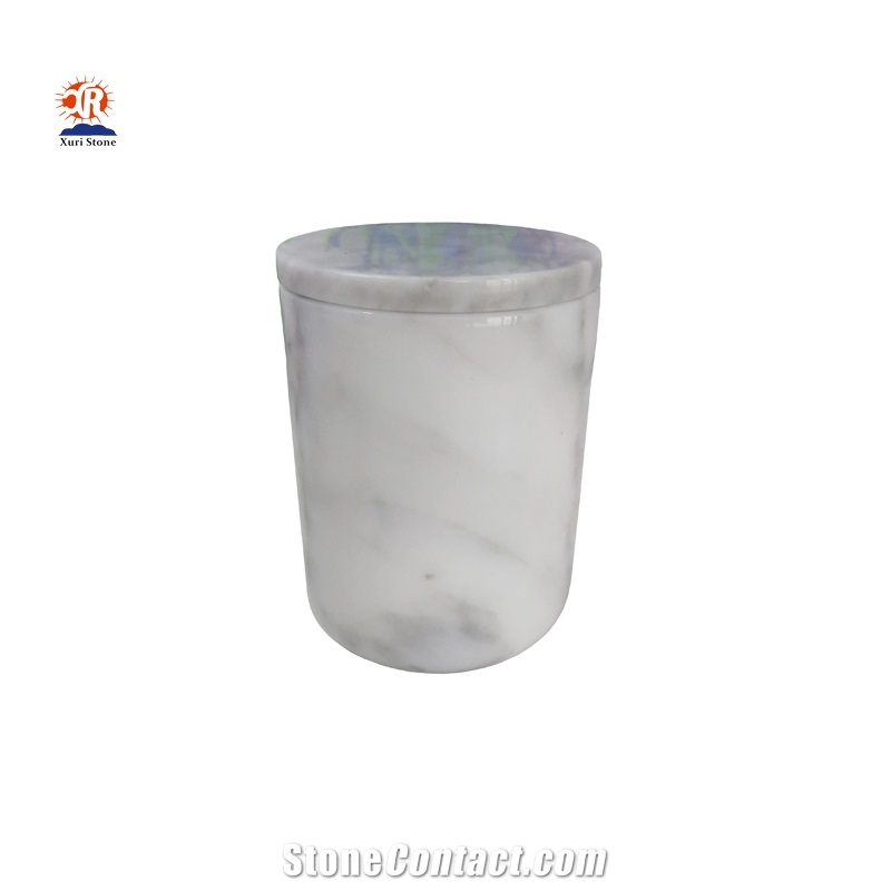 Carrara White Marble Candle Jars with Marble Lid