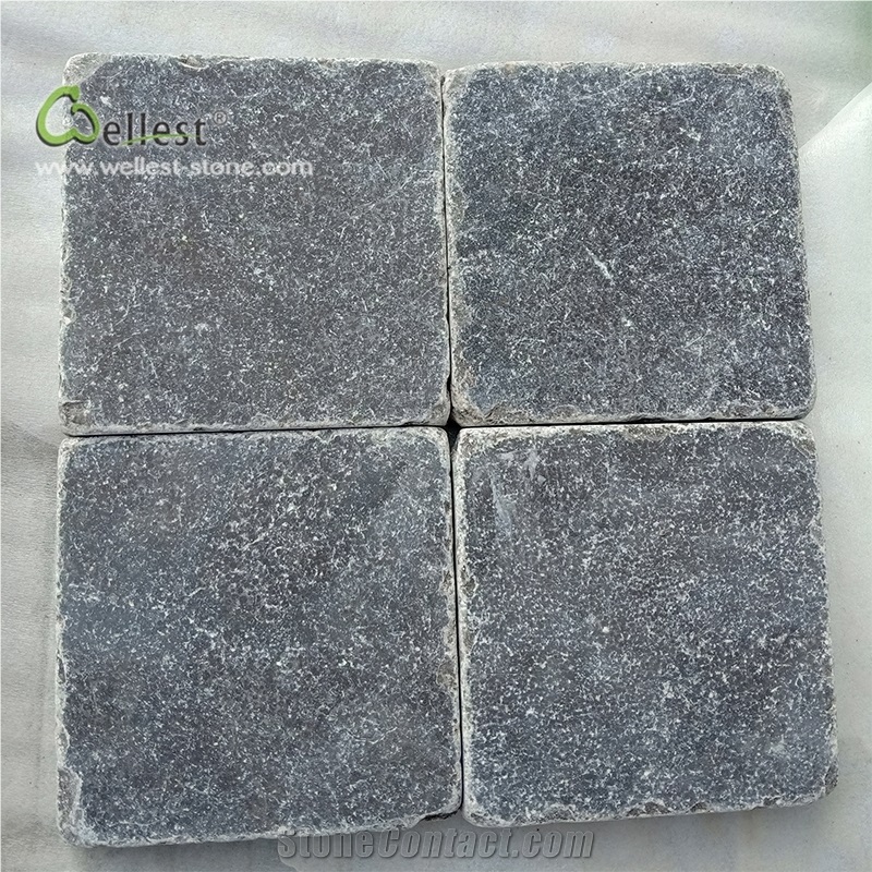 L828 Blue Stone Limestone Cube Paver Antiquetumble