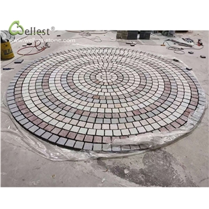 Multi Granite Round Circular Paver Pattern Meshed