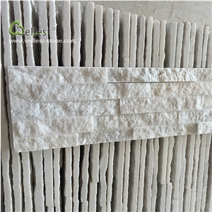 Qt 309 White Quartzite Ledgestone Veneer Panel