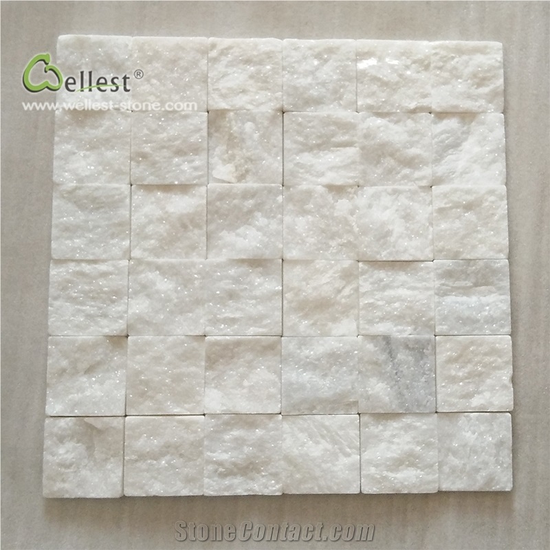 Qt 309 White Quartzite Mosaic Pattern Natural