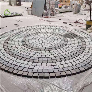 Round Granite Mosaic Medallion Fan Shape Paver