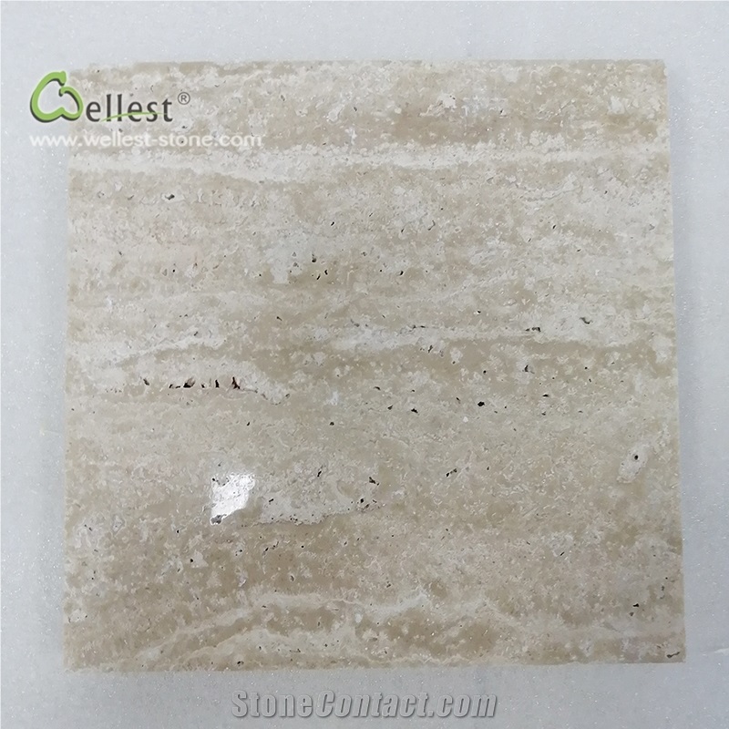 T105 White Travertine Cut to Size Tile Polished
