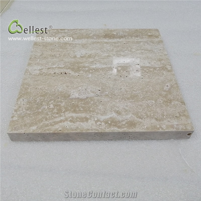 T105 White Travertine Cut to Size Tile Polished