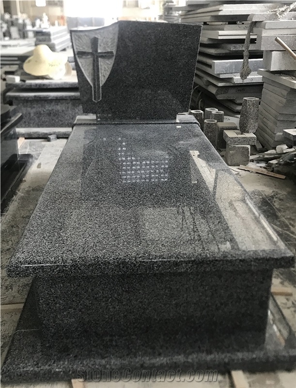 New G654 Padang Dark Grey Granite Cross Tombstone