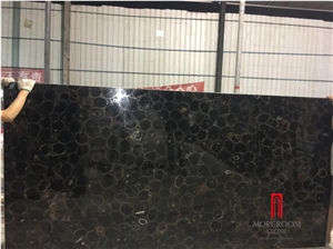 Backlit Black Solid Agate Gemstone Slabs Panel