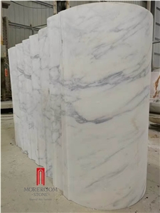 Big Size White Marble Grey Veins Column Pillar