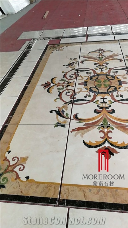 Lobby Floor Waterjet Medallion Custom Marble Tiles