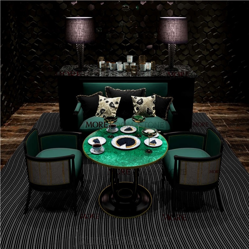 Malachite Furniture Round Green Stone Table Top