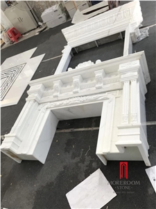 Royal White Marble Calacatta Fireplace Design