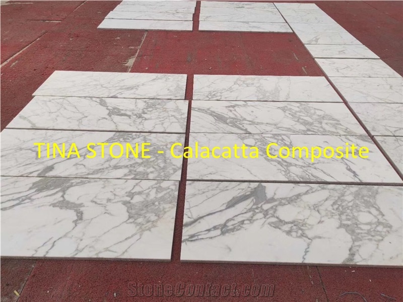 Calacatta Composite Slabs White Color Floor Wall