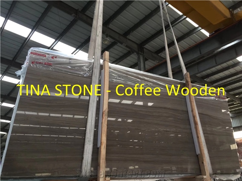 Coffee Wooden Marble Slab Floor for Decor Building