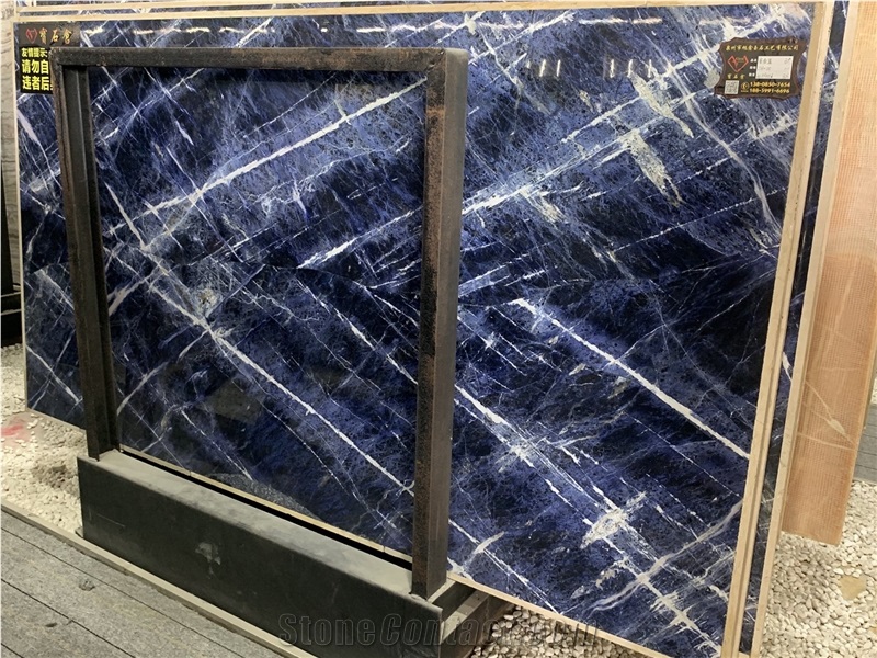 Sodalite Blue Granite Slab, Blue Polished Tile