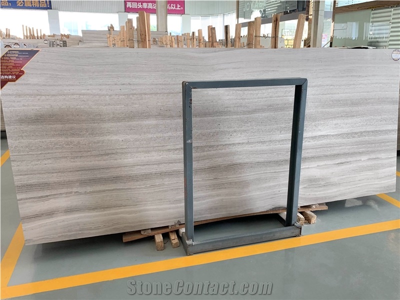 Wooden White Wood Grain Marble Flooring Walling