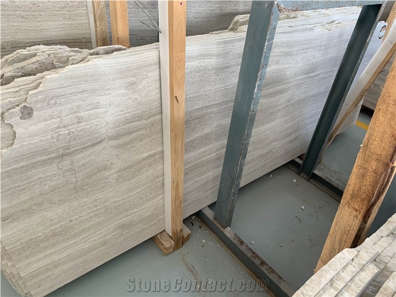 Wooden White Wood Grain Marble Flooring Walling