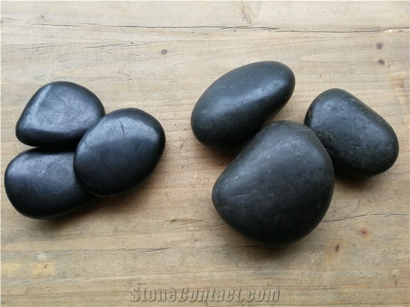 Black Pebble Stone Ordinary Polished