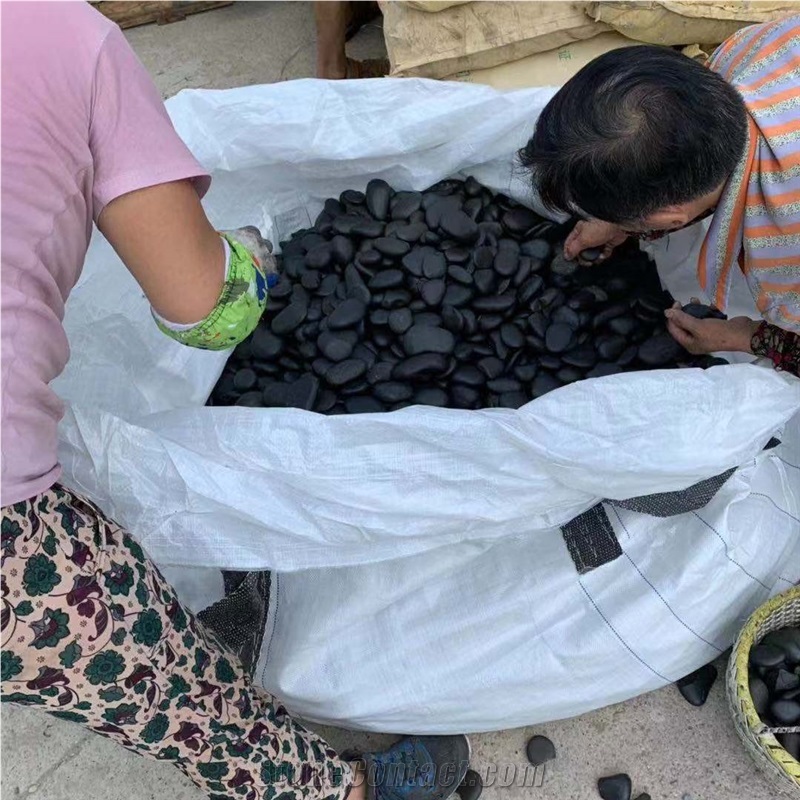 Black Polished River Pebbles 50-70mm