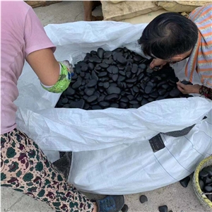 Black Polished River Pebbles 50-70mm