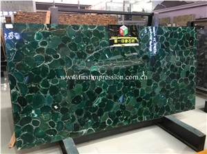Green Crystal Semiprecious Slabs for Decoration