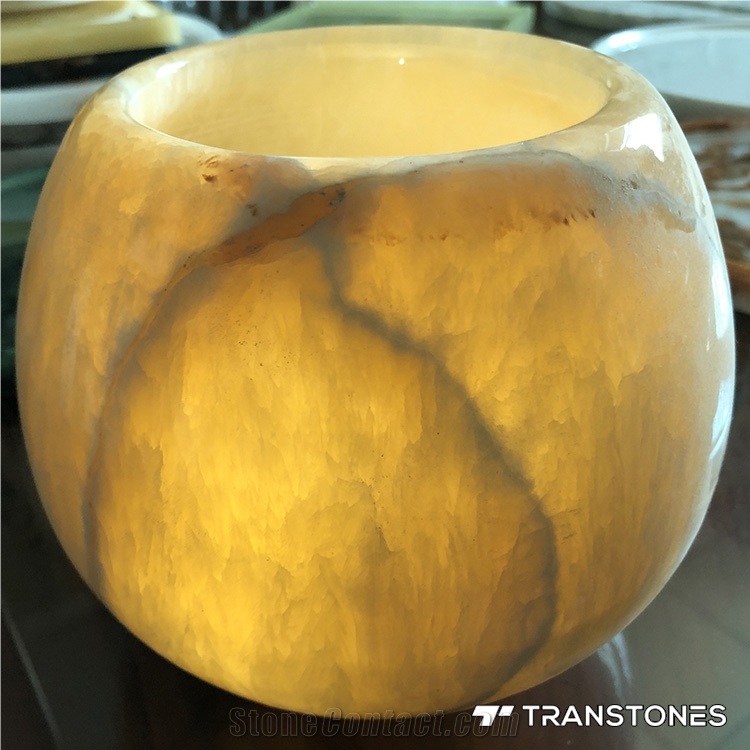 Translucent Faux Alabaster Onyx Yellow Vase
