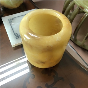 Translucent Faux Alabaster Onyx Yellow Vase