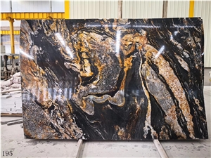 Black Amber Granite Slab Walling Tile Countertop
