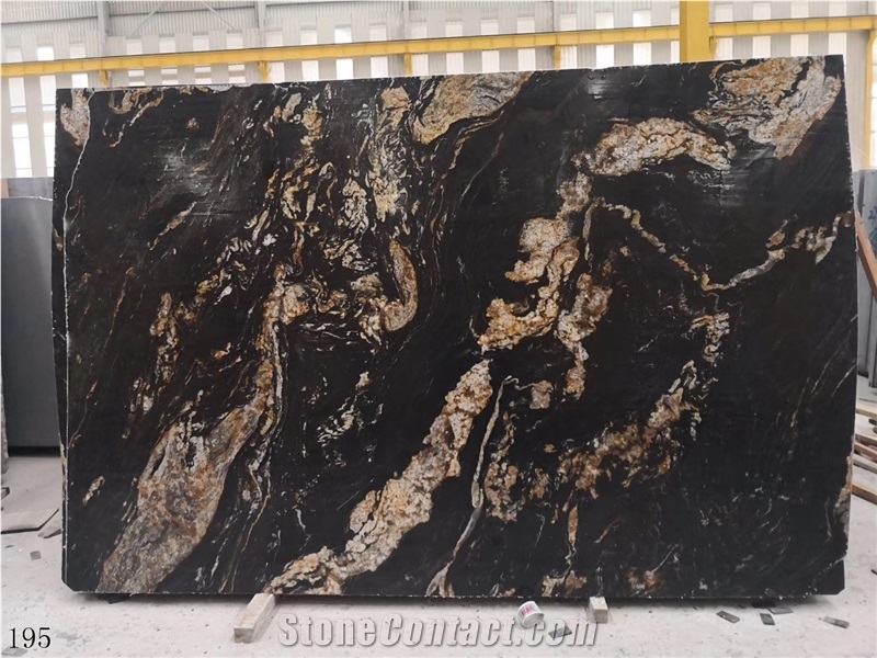 Black Amber Granite Slab Walling Tile Countertop