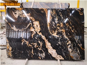 Brazil Black Amber Granite Slab in China Market