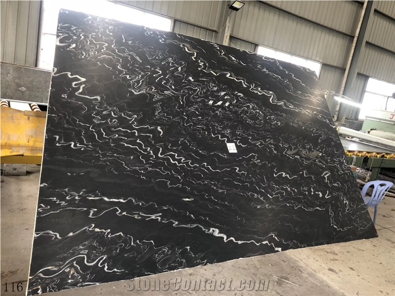 Caballero Black Marble Space Black Slab in China