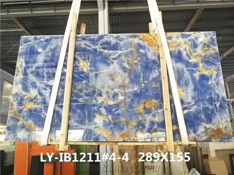 China Azur Blue Onyx Wall Stone Decorate Tiles
