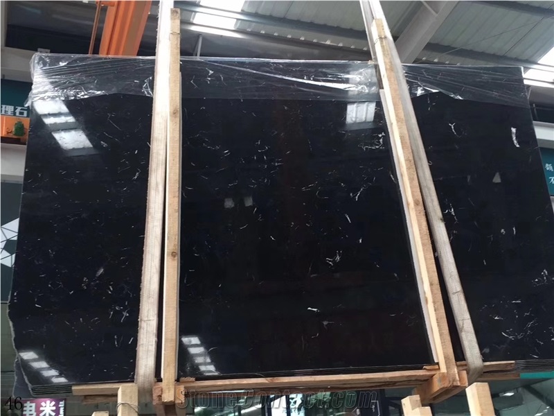 China Ice Black Nero Marquina Slab Tile with Ce