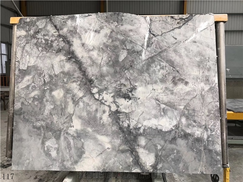 China Invisible Grey Marble Grey Gold Stone Slab