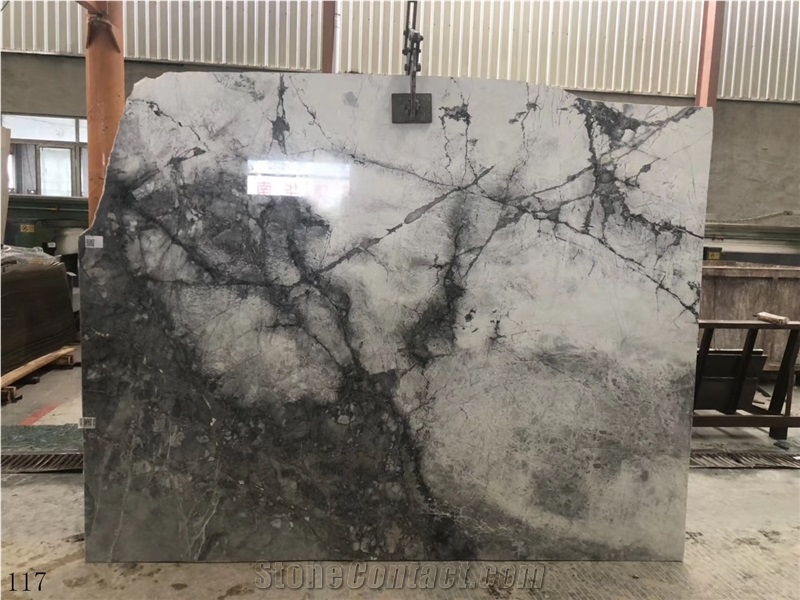 China Invisible Grey Marble Grey Gold Stone Slab