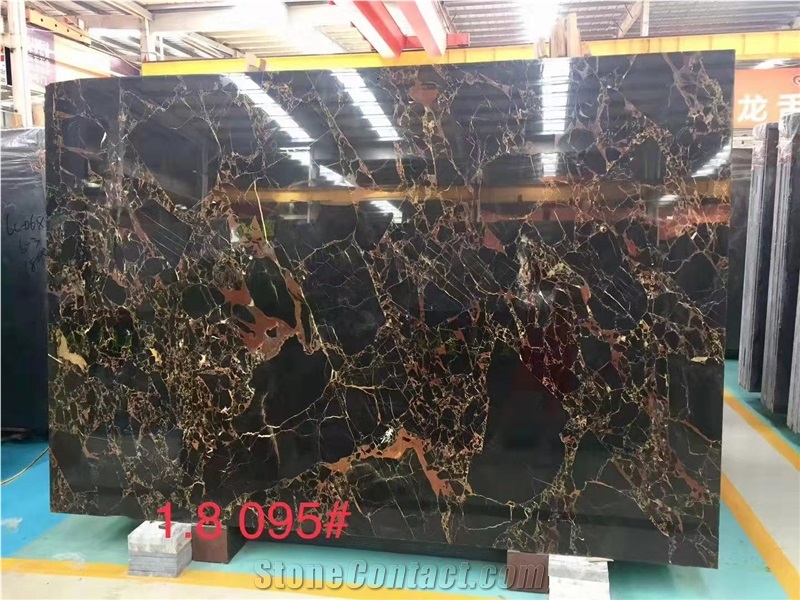 China Portoro Gold Marble Black Golden Vein Slabs