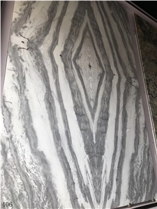 Greek White Wood Marble Veria Striped Lefkon Slab
