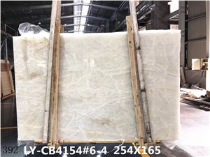 China Ice Flake Jade Royal White Onyx Slab For Wall