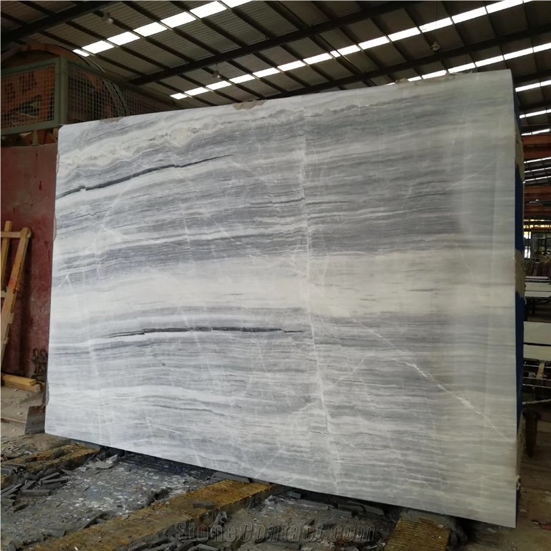 China Putin Wood Marble Grey Wooded Grain Polished Big Slab