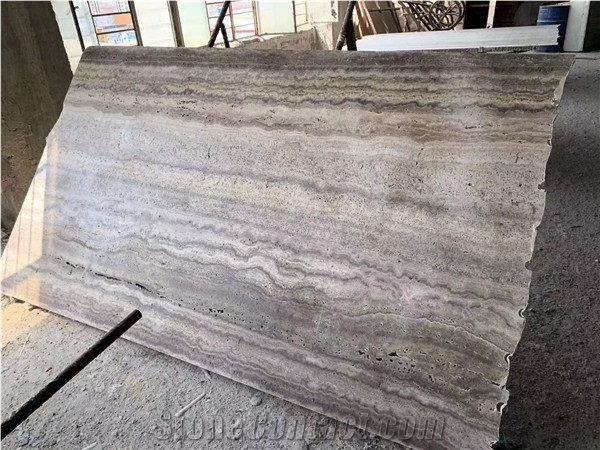 Italy Polished Silver Grey Travertine Slabs&Tiles